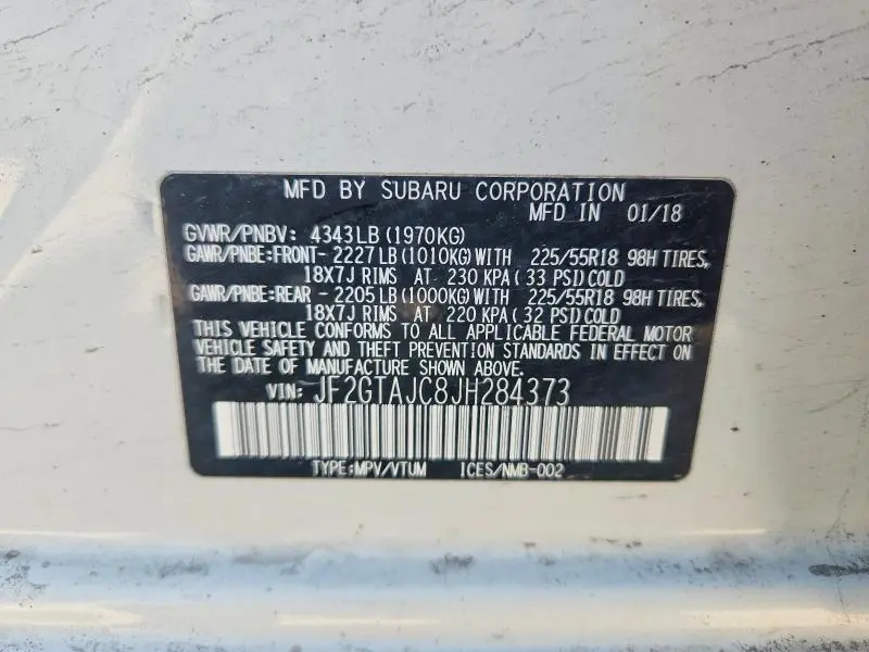2018 SUBARU CROSSTREK LIMITED  
