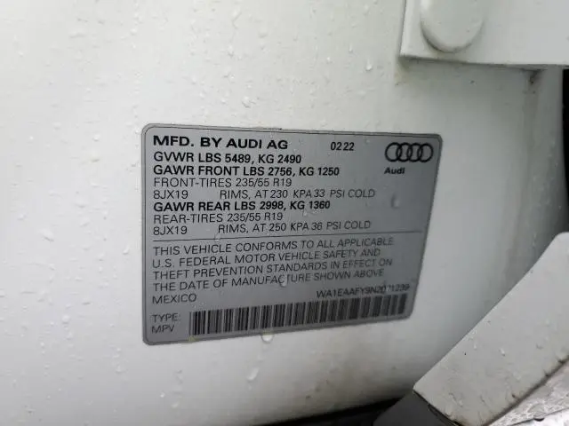 2022 AUDI Q5 PREMIUM PLUS 45  
