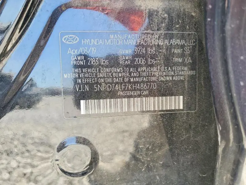 2019 HYUNDAI ELANTRA SE  