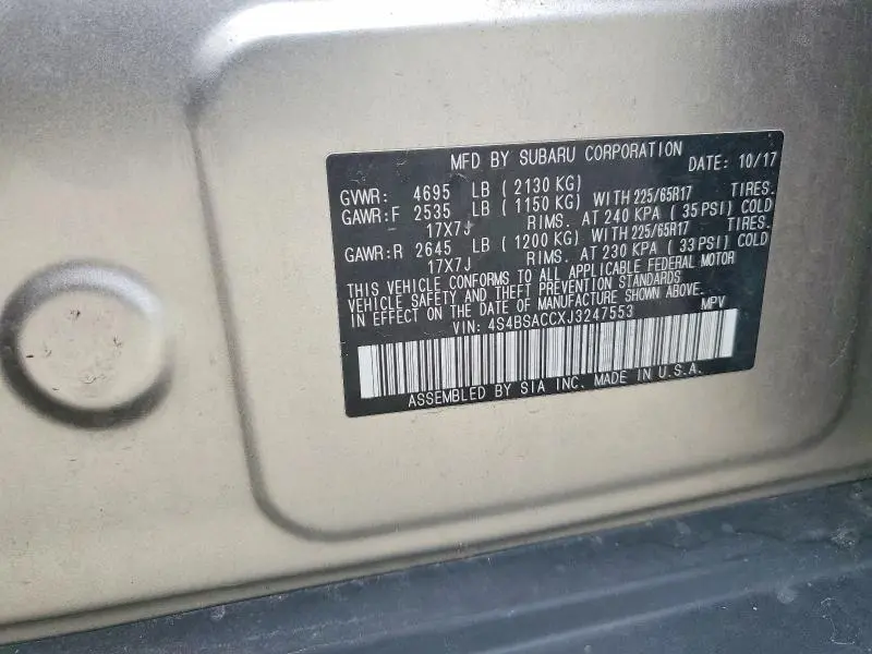 2018 SUBARU OUTBACK 2.5I PREMIUM  