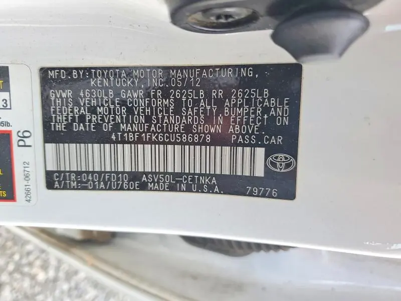 2012 TOYOTA CAMRY LE  