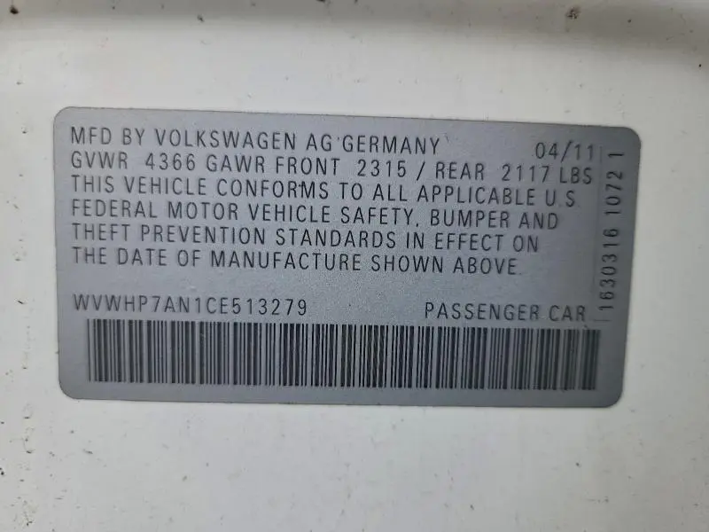 2012 VOLKSWAGEN CC LUXURY  