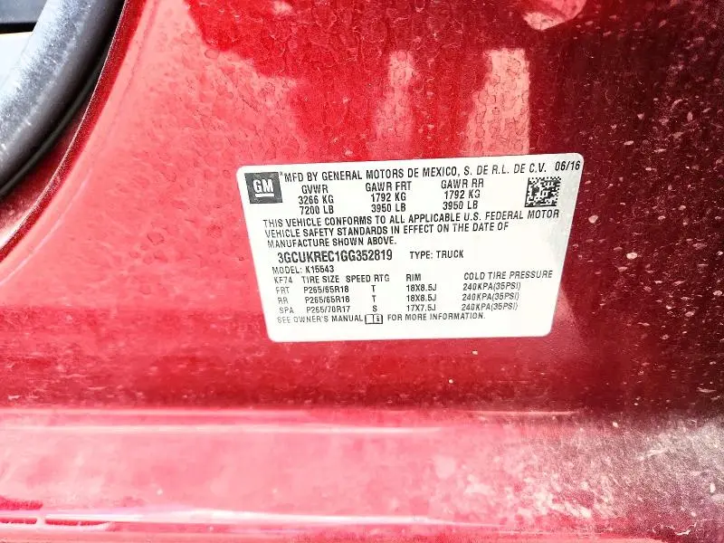 2016 CHEVROLET SILVERADO K1500 LT  