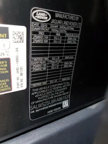 2019 LAND ROVER RANGE ROVER SPORT HST  