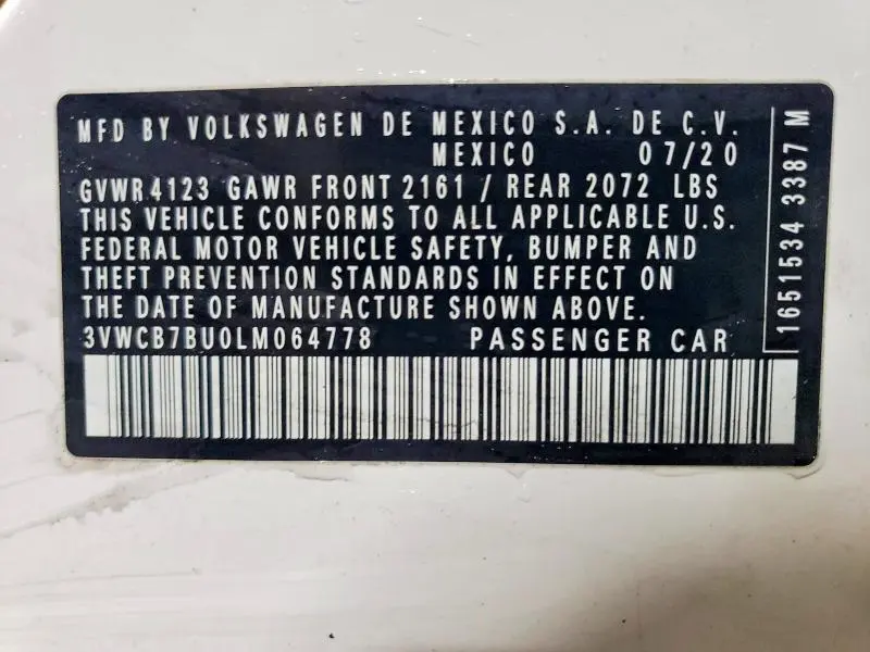 2020 VOLKSWAGEN JETTA S  