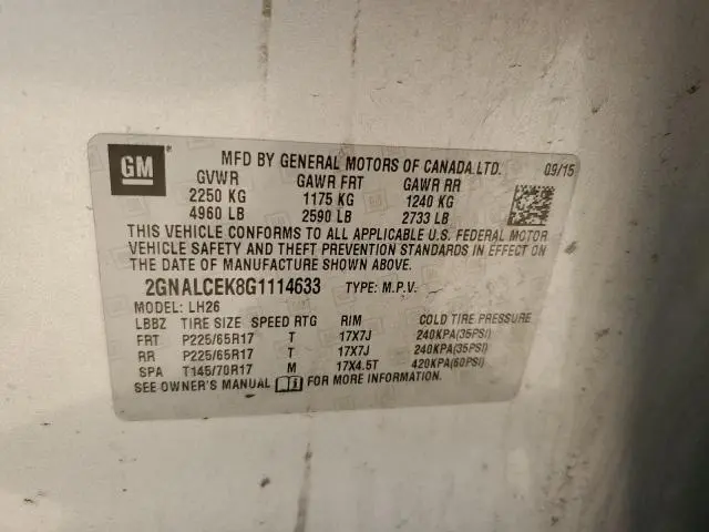 2016 CHEVROLET EQUINOX LT  