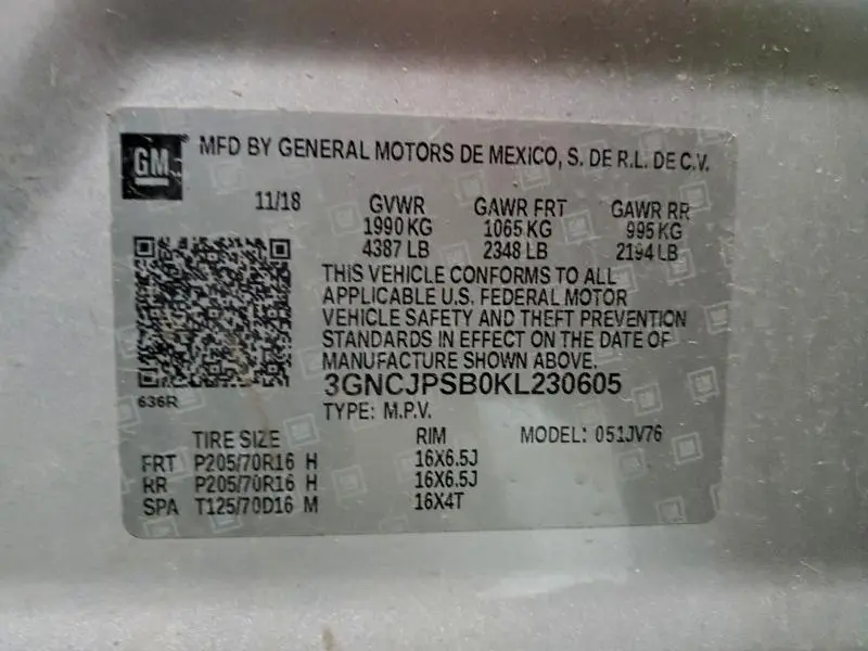 2019 CHEVROLET TRAX 1LT  