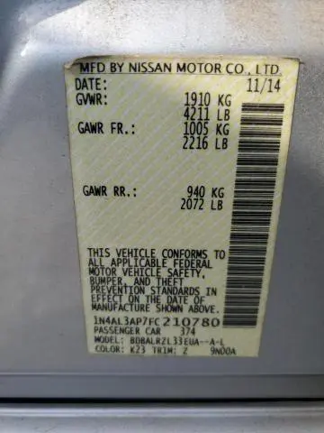 2015 NISSAN ALTIMA 2.5  