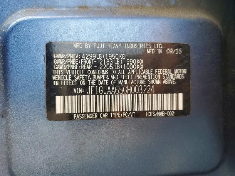 2016 SUBARU IMPREZA   