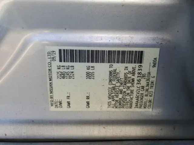 2020 NISSAN MAXIMA SV  