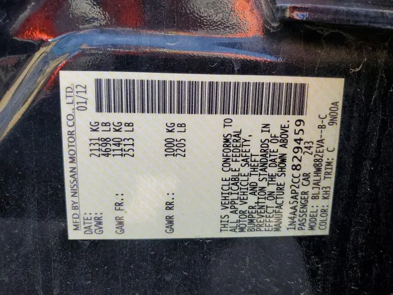 2012 NISSAN MAXIMA 3.5 S  