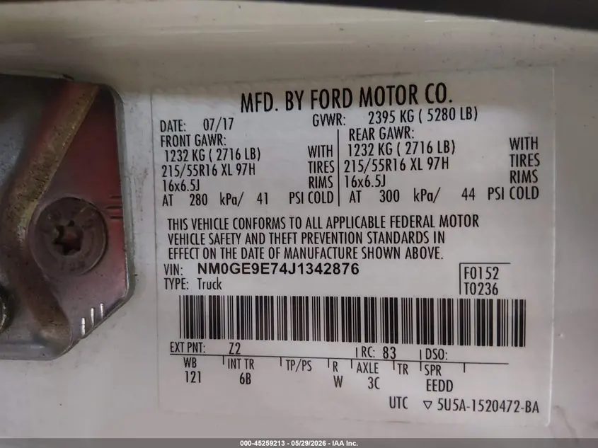 2018 FORD TRANSIT CONNECT XL