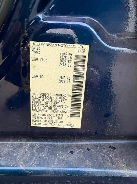 2019 NISSAN ALTIMA S  