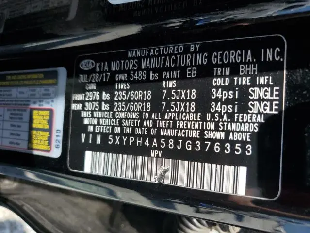 2018 KIA SORENTO EX  
