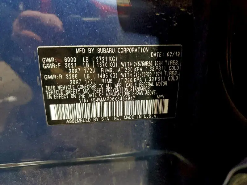 2019 SUBARU ASCENT LIMITED  