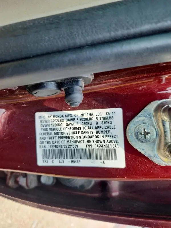 2012 HONDA CIVIC EX  