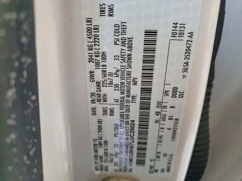 2020 FORD ESCAPE SEL  