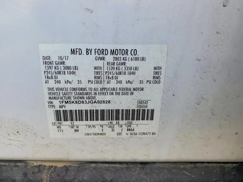 2018 FORD EXPLORER XLT  