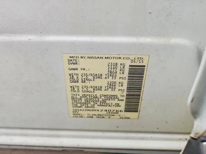 2015 NISSAN MURANO S  