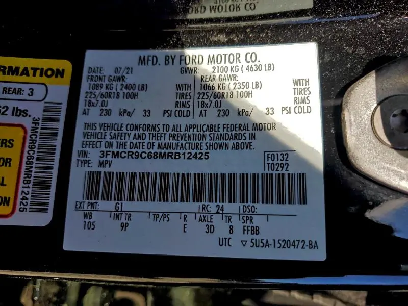 2021 FORD BRONCO SPORT OUTER BANKS  