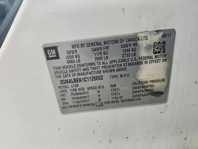 2012 CHEVROLET EQUINOX LS  