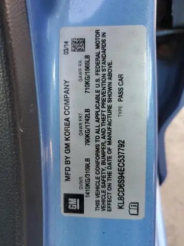 2014 CHEVROLET SPARK 1LT  