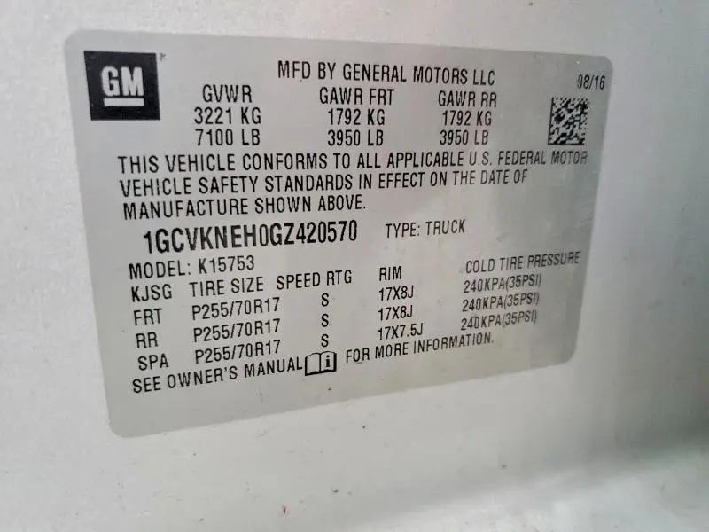 2016 CHEVROLET SILVERADO K1500  