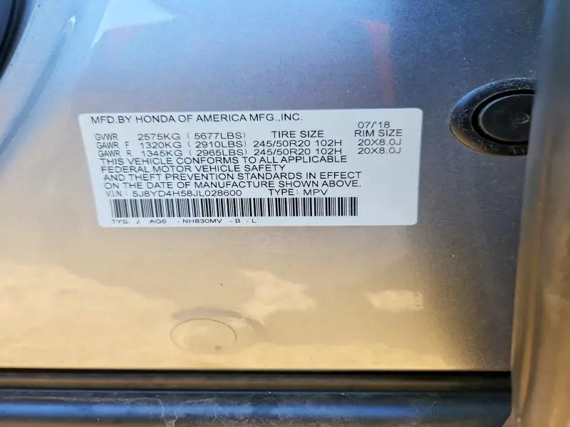 2018 ACURA MDX TECHNOLOGY  