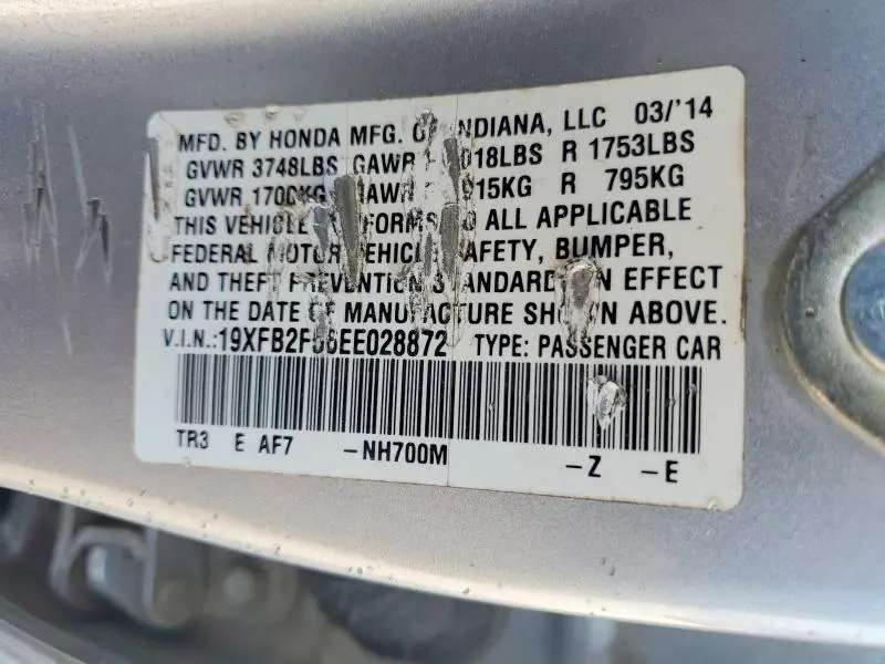 2014 HONDA CIVIC LX  