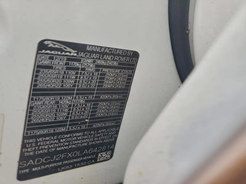 2020 JAGUAR F-PACE PREMIUM  