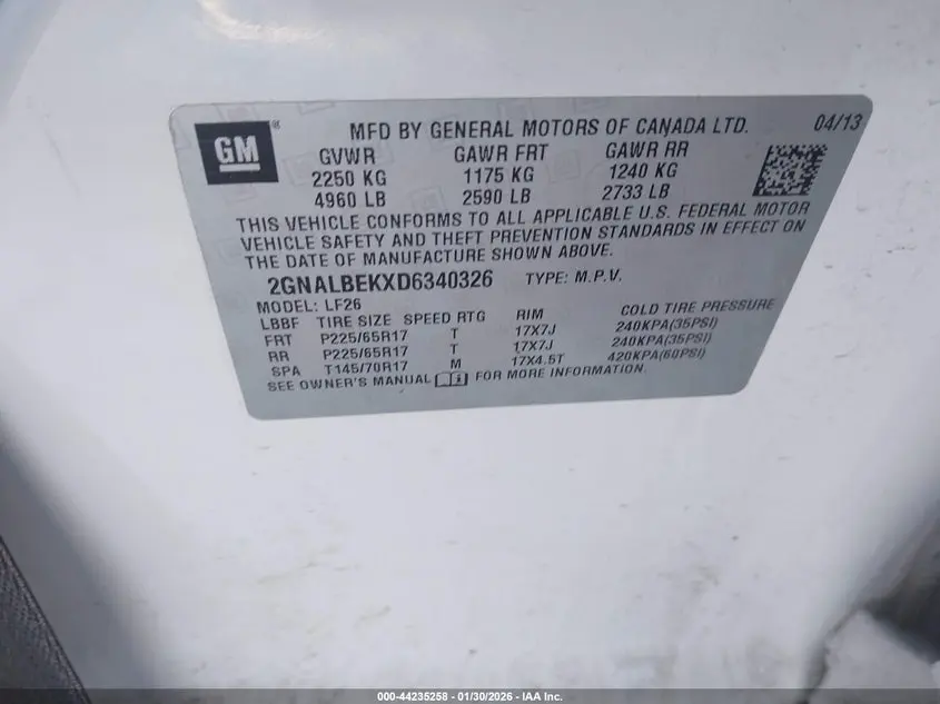 2013 CHEVROLET EQUINOX LS