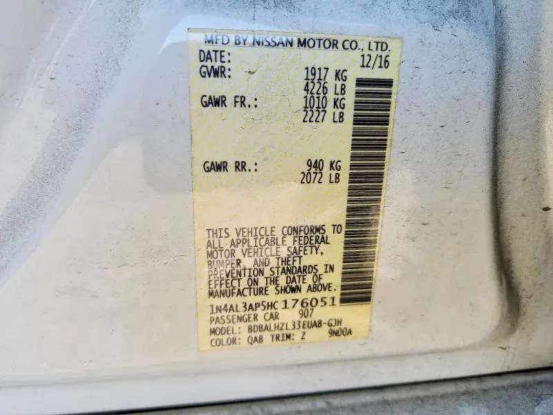 2017 NISSAN ALTIMA 2.5 S  