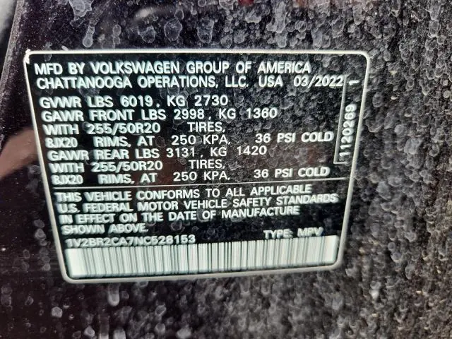 2022 VOLKSWAGEN ATLAS SEL  