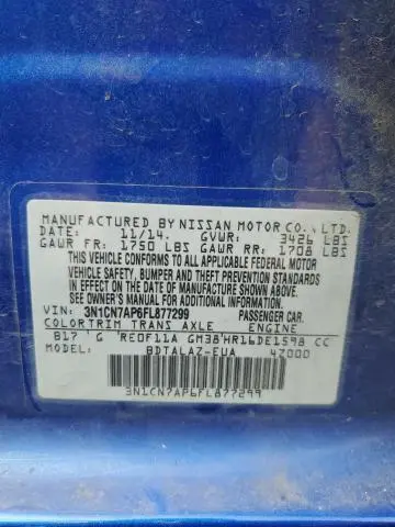 2015 NISSAN VERSA S  
