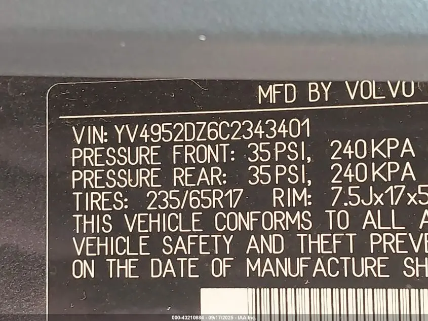 2012 VOLVO XC60 3.2/3.2 PLATINUM/3.2 PREMIER/3.2 PREMIER PLUS