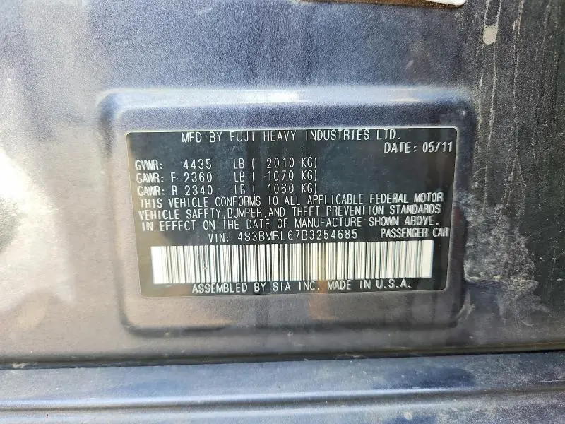 2011 SUBARU LEGACY 2.5I LIMITED  