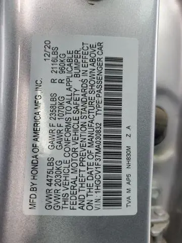 2021 HONDA ACCORD SPORT  