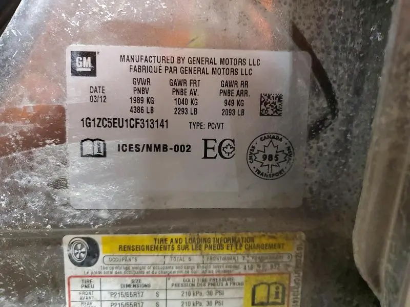 2012 CHEVROLET MALIBU 1LT  