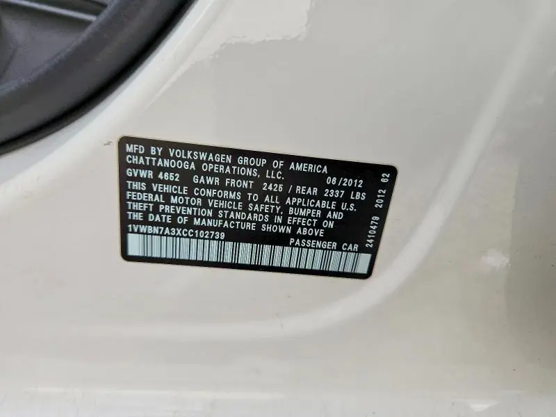 2012 VOLKSWAGEN PASSAT SE  