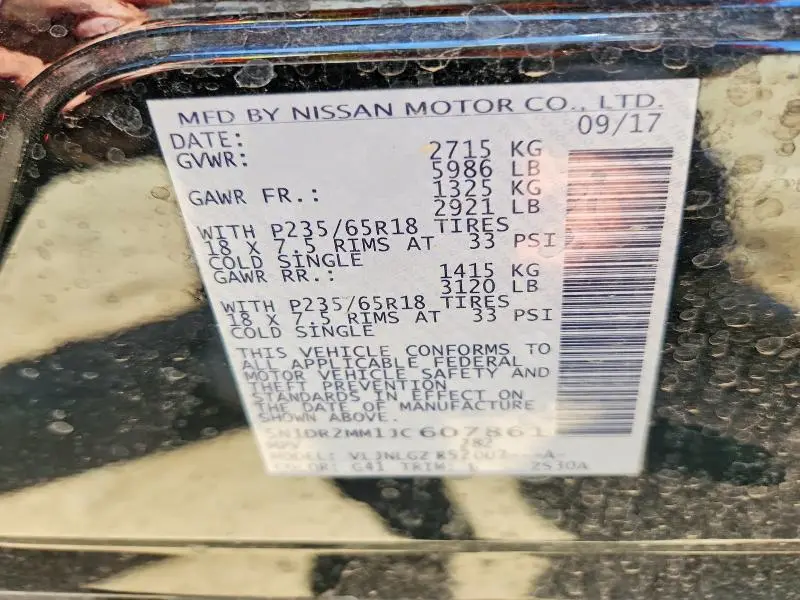 2018 NISSAN PATHFINDER SL  