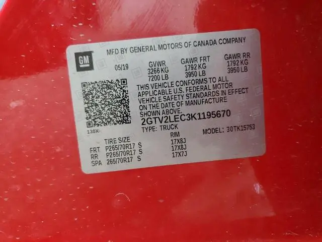 2019 GMC SIERRA LIMITED K1500  