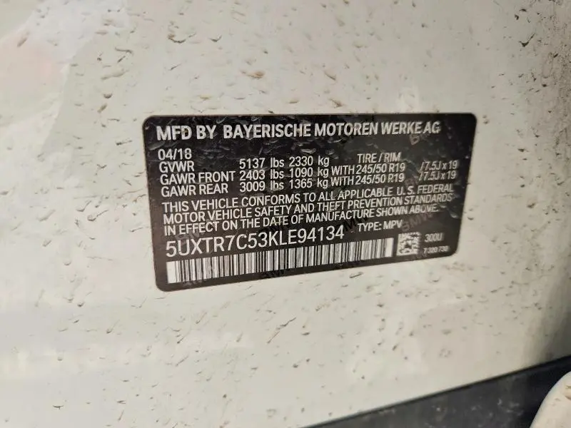 2019 BMW X3 SDRIVE30I  