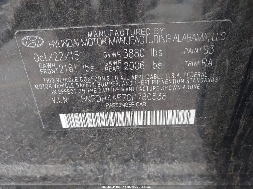 2016 HYUNDAI ELANTRA SE