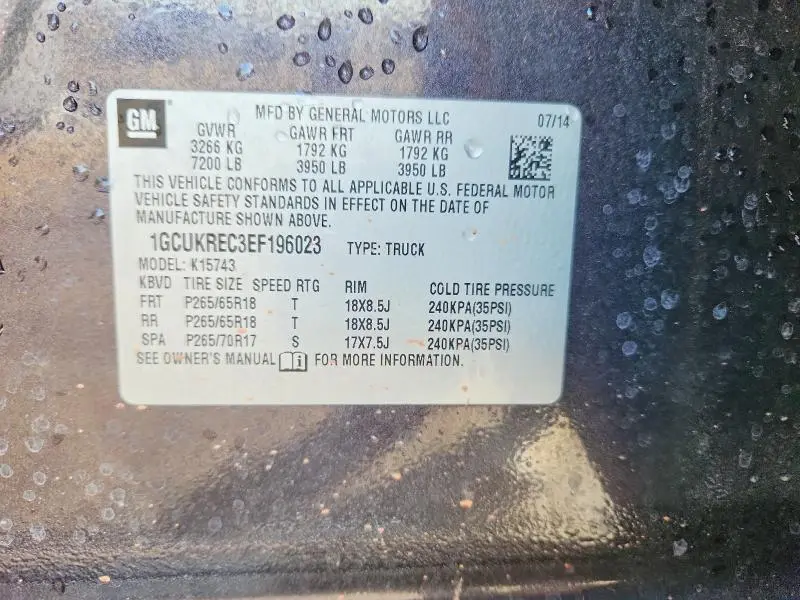 2014 CHEVROLET SILVERADO K1500 LT  