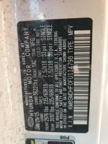 2015 HYUNDAI SANTA FE GLS  