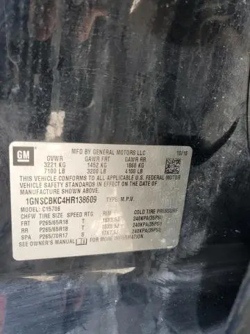 2017 CHEVROLET TAHOE C1500 LT  