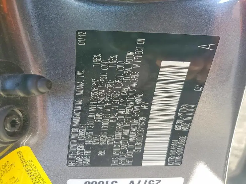 2012 TOYOTA SIENNA BASE 7-PASSENGER  
