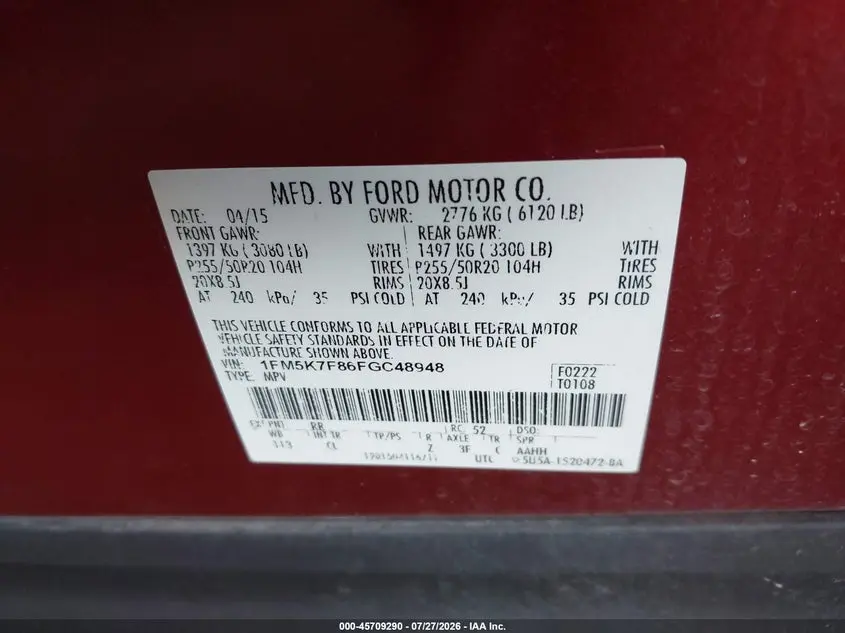 2015 FORD EXPLORER LIMITED