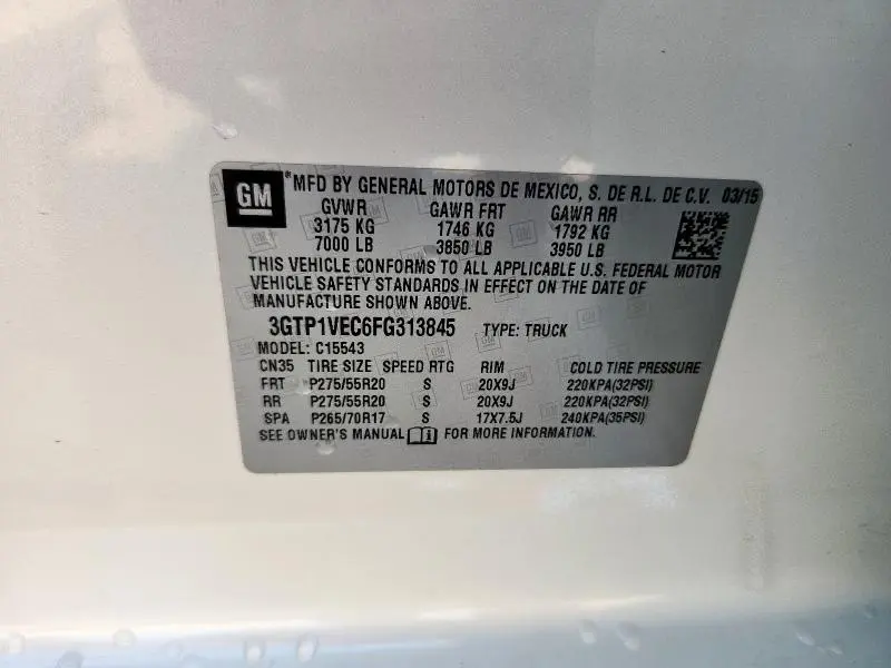 2015 GMC SIERRA C1500 SLT  
