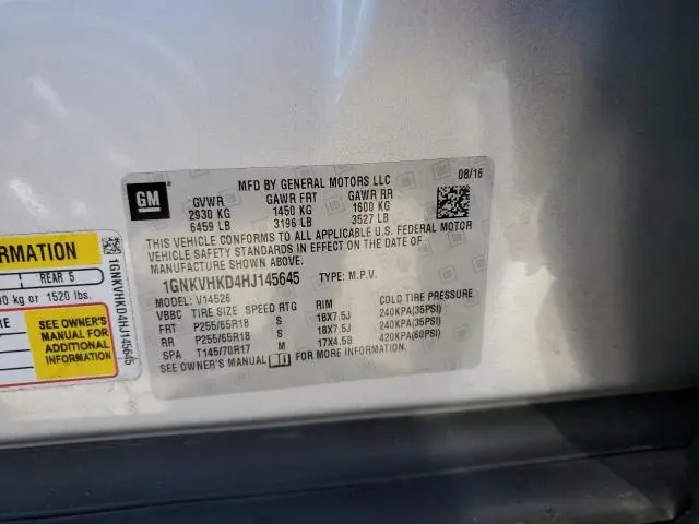 2017 CHEVROLET TRAVERSE LT  